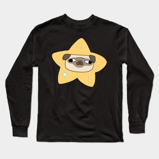 Pug Face on a Star Long Sleeve T-Shirt